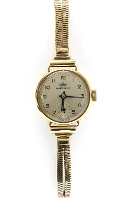 Lot 470 - A ladies' 9ct gold Marvin mechanical bracelet watch