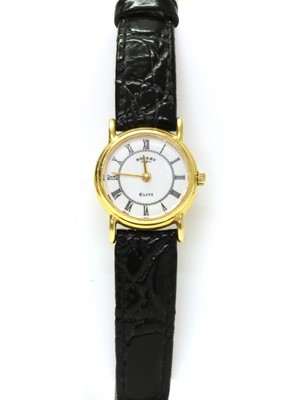 Lot 497 - A ladies' 18ct gold Rotary quartz strap watch