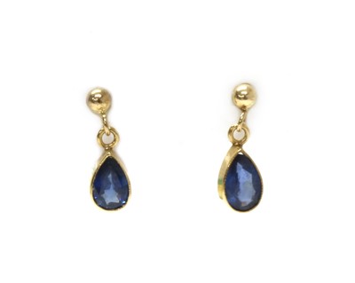 Lot 300 - Two pairs of 9ct gold sapphire earrings