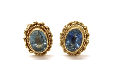 Lot 300 - Two pairs of 9ct gold sapphire earrings
