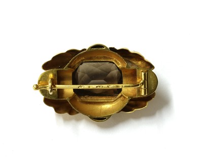 Lot 1173 - A gold smoky quartz brooch