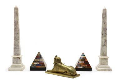 Lot 68 - A pair of white marble obelisks