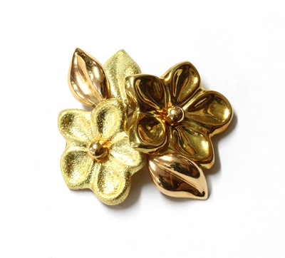 Lot 349 - An Italian two colour gold flower brooch