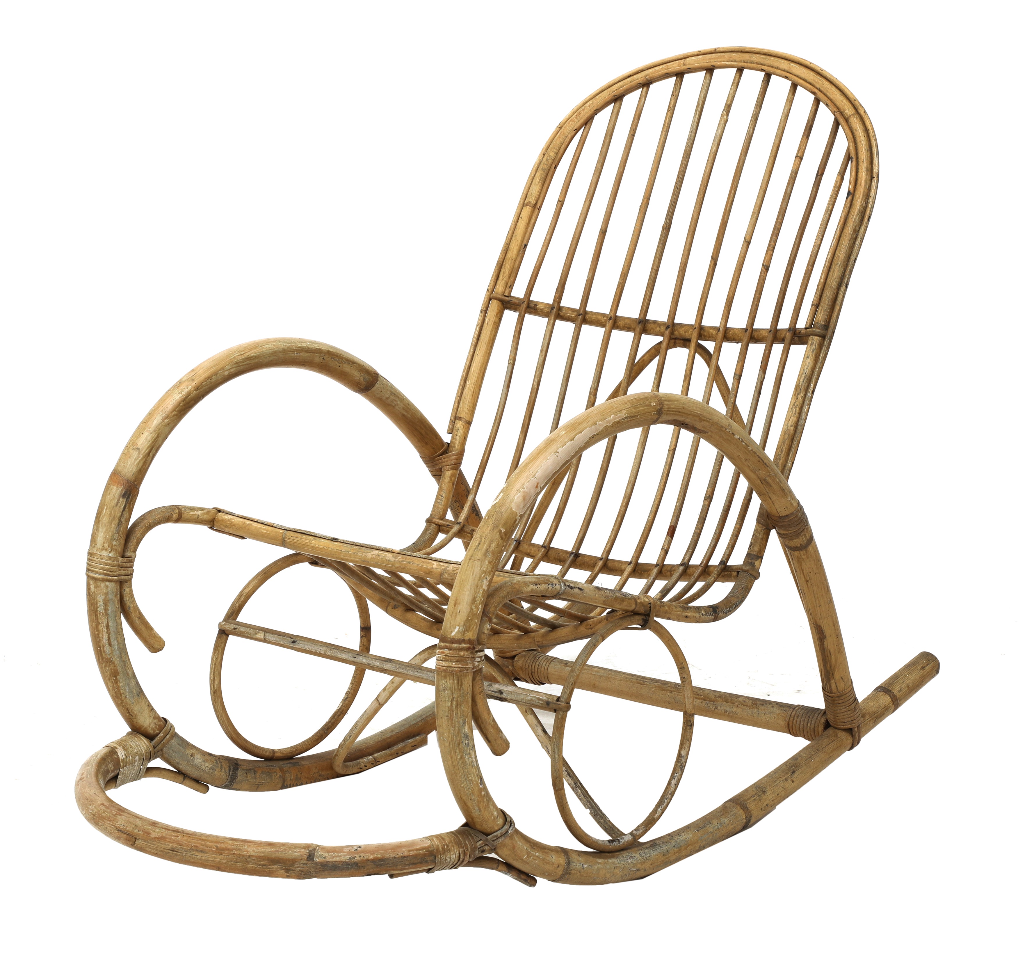 Lot 423 - A Dutch bamboo and rattan rocking chair,