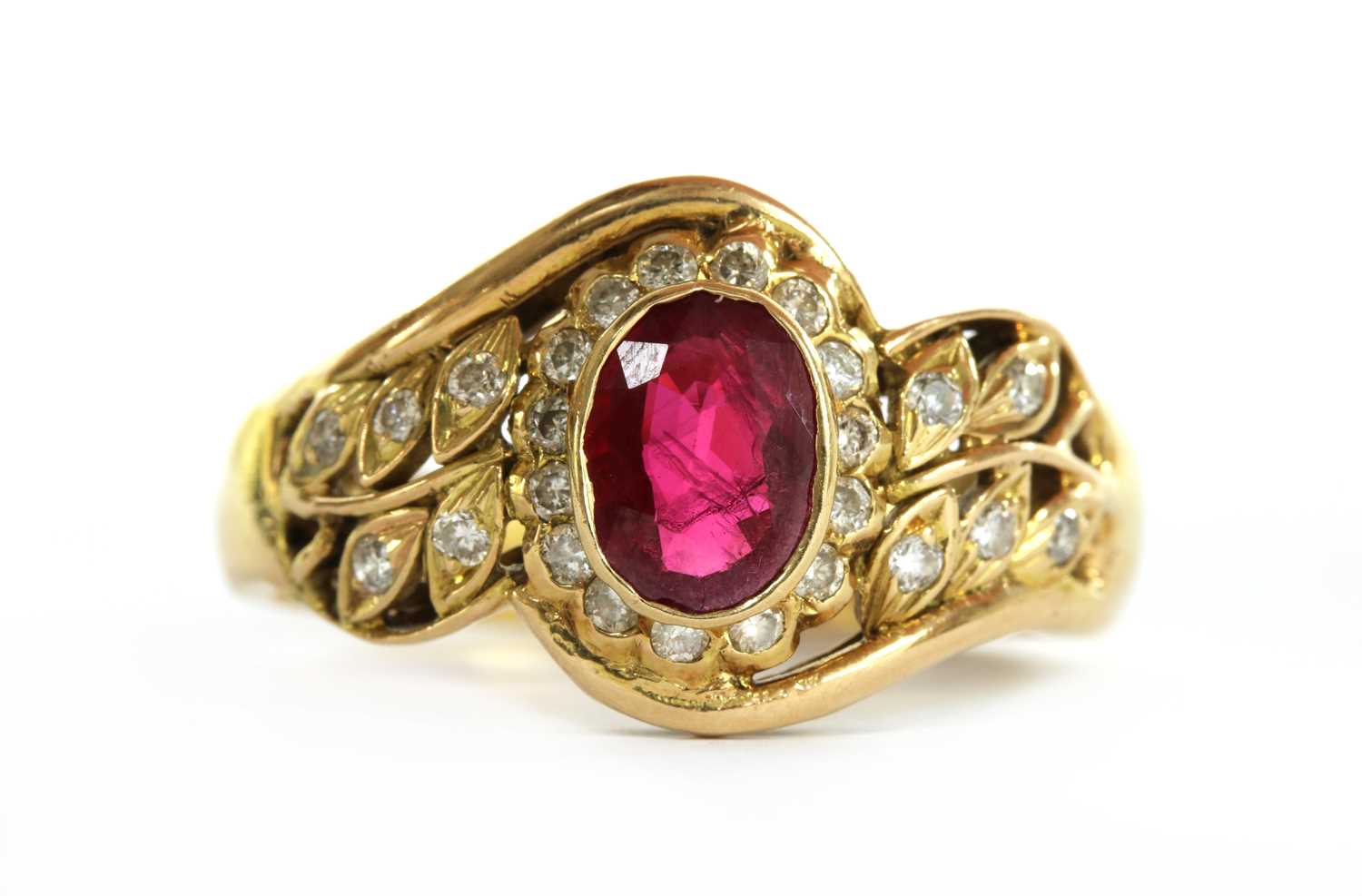 Lot 1149 - A gold ruby and diamond ring