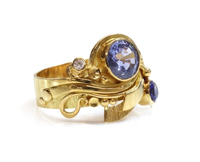 Lot 331 - An 18ct gold sapphire and diamond ring