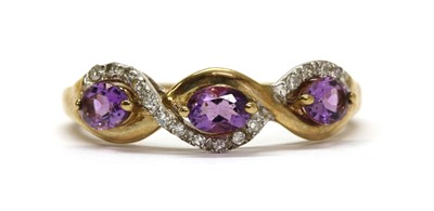Lot 315 - A 9ct gold amethyst and diamond ring