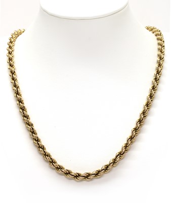 Lot 187 - A 9ct gold hollow rope link chain