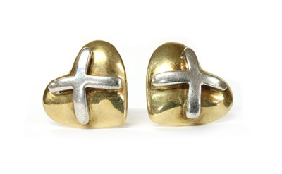 Lot 1110 - A pair of 9ct two colour gold stud earrings