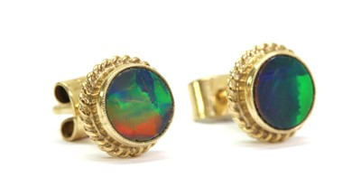 Lot 321 - A pair of gold opal doublet stud earrings