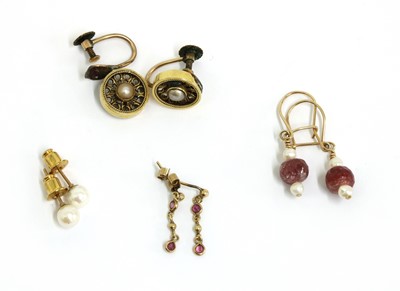 Lot 1398 - Four pairs of earrings