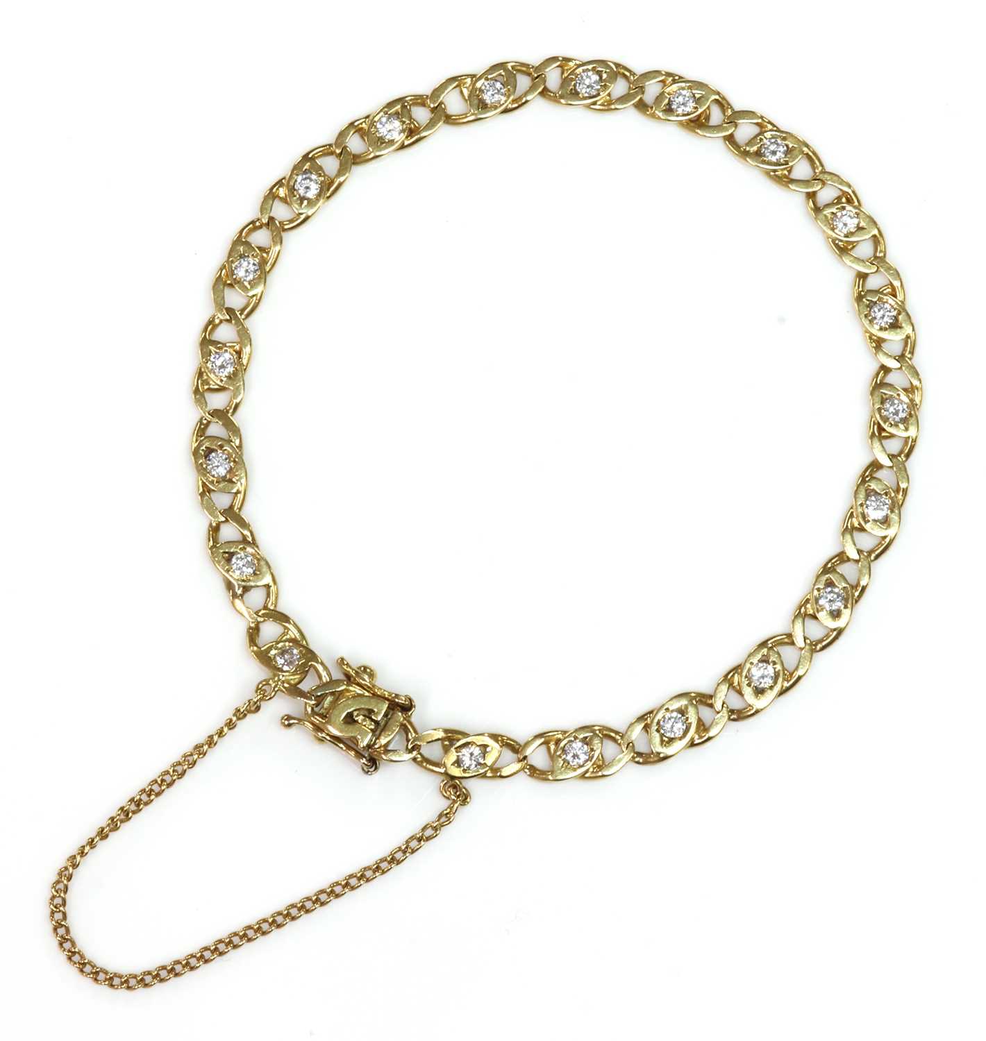 Lot 395 - An 18ct gold diamond set bracelet, by Cropp and Farr, c.1980