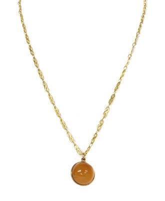 Lot 1172 - A gold mounted agate pendant
