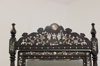 Lot 134 - A hardwood and mother-of-pearl inlaid dressing table mirror