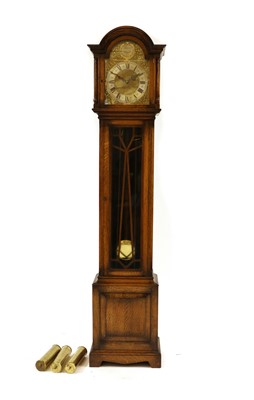 Lot 351 - A 1930's/40's oak cased longcase clock