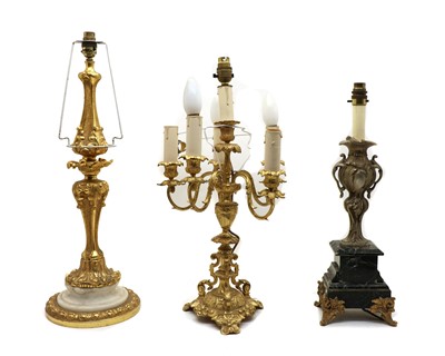 Lot 130 - A six light gilt metal table lamp