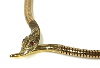 Lot 276 - A 9ct gold sprung snake or serpent necklace