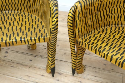 Lot 32 - A pair of carved wooden papier mâché and painted chairs