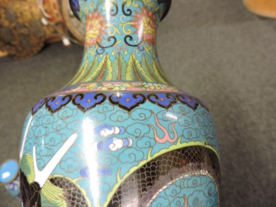 Lot 77 - A pair of Chinese cloisonne vases