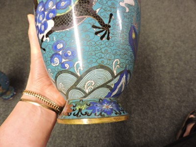 Lot 77 - A pair of Chinese cloisonne vases