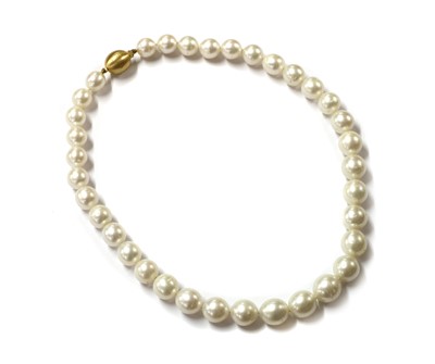 Lot 1261 - A single row slightly graduated cultured South Sea pearl necklace, by Autore
