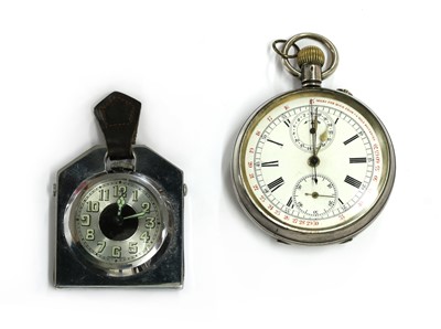 Lot 463 - A sterling silver chronograph open-faced pocket watch