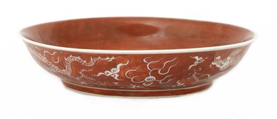Lot 317 - A Chinese iron red-glazed plate