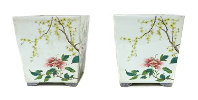 Lot 403 - A pair of Chinese famille rose planters