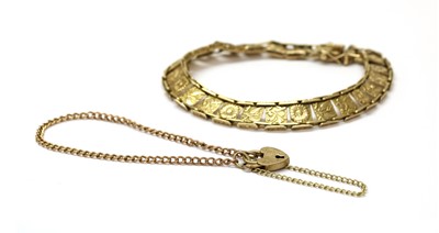 Lot 209 - A gold panel bracelet