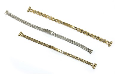 Lot 475 - Three 9ct gold watch bracelets