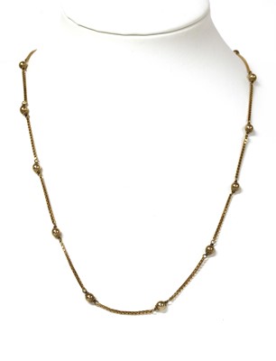 Lot 184 - A 9ct gold box link and bead chain