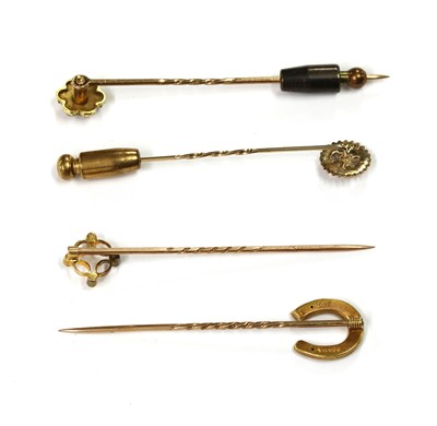 Lot 39 - Five gold stick pins