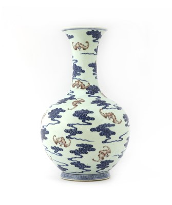 Lot 291 - A Chinese copper-red and underglaze-blue vase