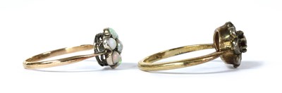 Lot 45 - A gold and silver, split pearl and opal cluster ring