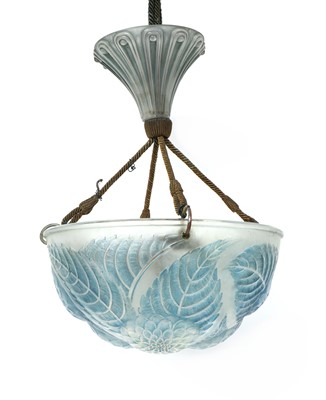 Lot 295 - A Lalique 'Dahlia' opalescent glass plafonnier