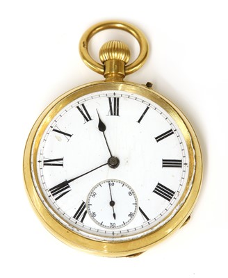 Lot 525 - An 18ct gold top wind open faced pocket watch