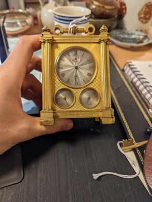 Lot 278 - A William IV gilt brass carriage timepiece