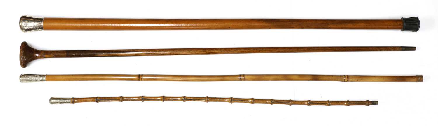 Lot 65 - Four military walking sticks,