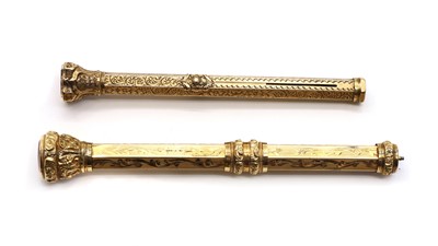 Lot 15 - Two Victorian gilt metal propelling pencils