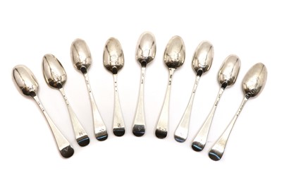 Lot 11 - A set of five 18th century silver teaspoons