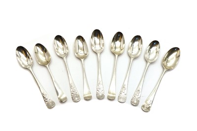 Lot 11A - A set of five 18th century silver teaspoons