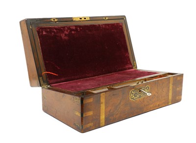 Lot 105 - A Victorian walnut and brass bound writing slope