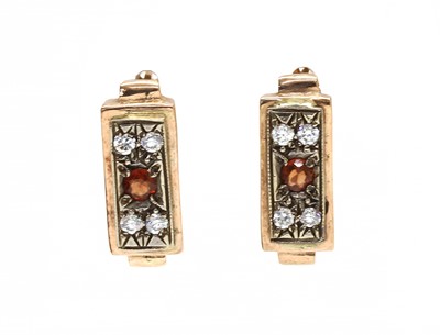 Lot 241 - A pair of Continental garnet and paste earrings