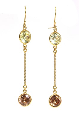 Lot 375 - A pair of zircon drop earrings