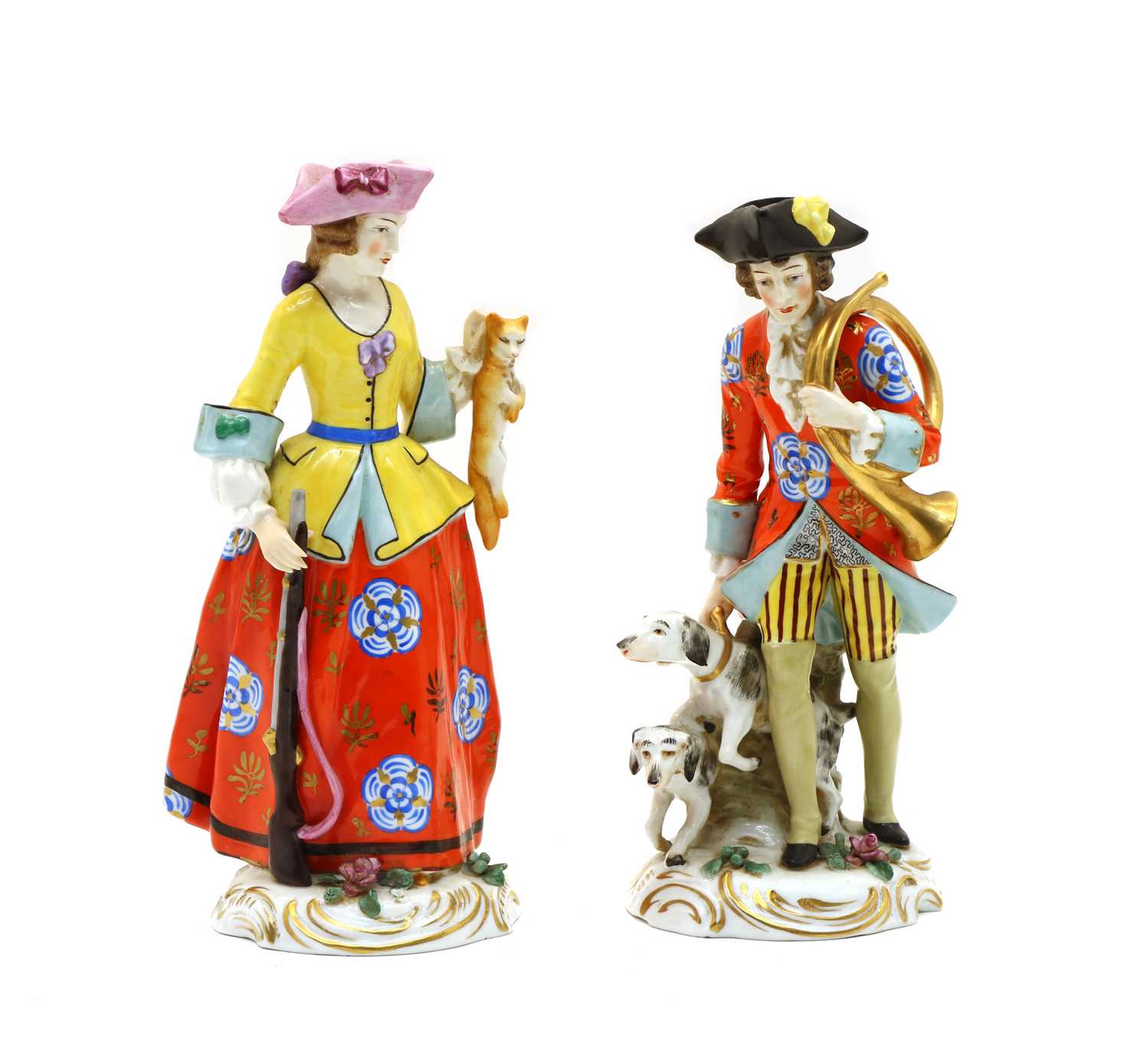 Lot 176 - A pair of Continental porcelain figurines