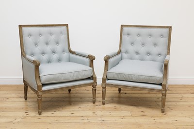 Lot 726 - A pair of modern Louis XVI-style armchairs