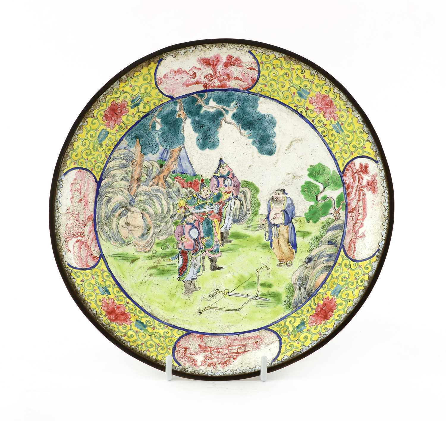 Lot 168 - A Chinese export Canton painted enamel dish