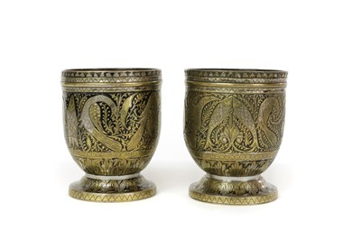 Lot 155 - A pair of bidri brass vases