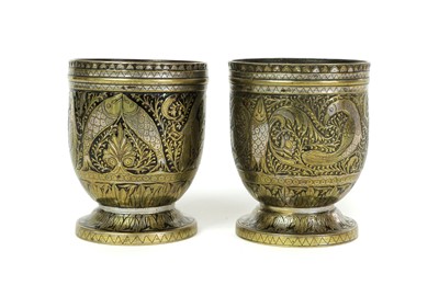 Lot 155A - A pair of bidri brass vases