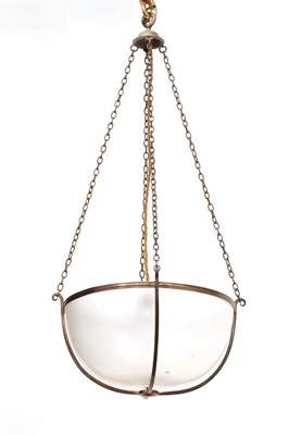 Lot 7 - A bronze and frosted glass bowl light fitting